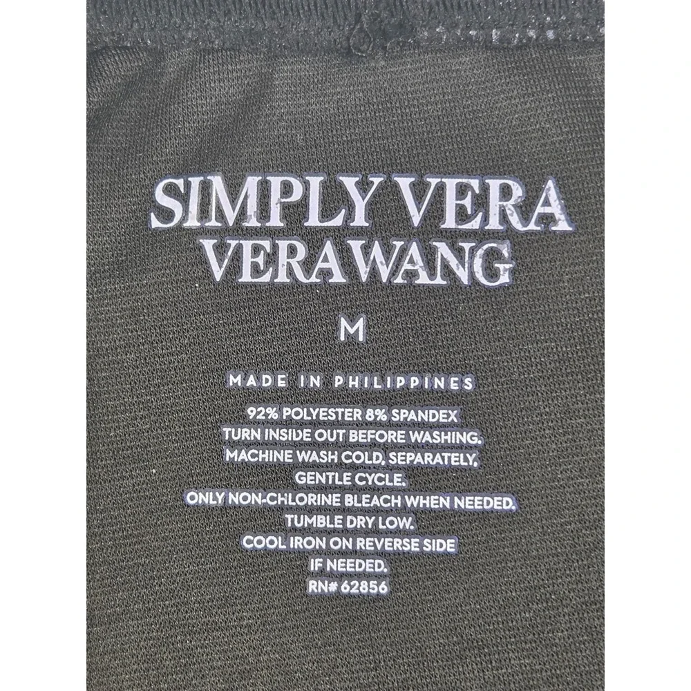 Simply Vera Vera Wang Womens Metallic Foil Crackle Leggings Black Charcoal M